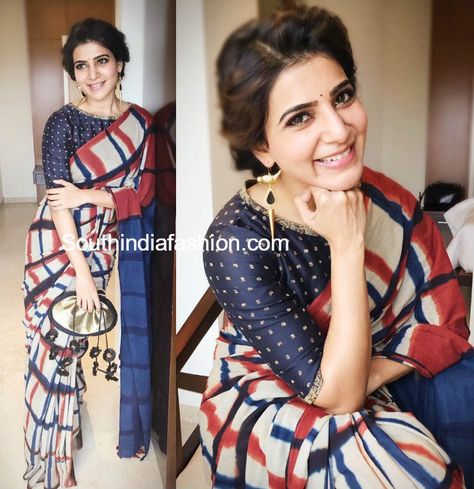 For Jewel One event in Salem, Samantha Prabhu wore a Resha by Medhavini saree Sassy Poses, Samantha Saree, Saree Indian Wedding, Indian Wedding Party, Soft Saree, Saree Bollywood, Saree Photos, Saree Poses, Simple Sarees