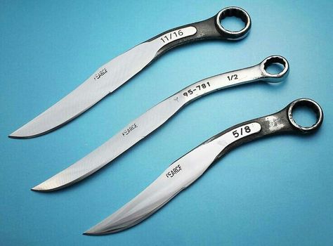 Wrench knifes Messer Diy, Wrench Knife, Cool Knives, Metal Projects, Handmade Knives, Metal Words, Hammers, Welding Projects, Knife Making