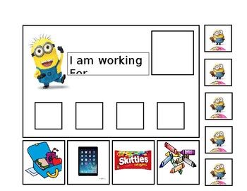 This product is an I am working for, Editable Minion Token Board. Clip art includes the tokens for the board and reward choices.How to use:Print 2 copies and laminate both. Cut out all the tokens and reward pieces from one of the laminated copes.The second laminated copy should be left uncut and in tact.Place velcro... Aba Programs, Aba Materials, Kindergarten Homework, Token Board, Mental Health Resources, A Classroom, Preschool Worksheets, Classroom Management, Counseling