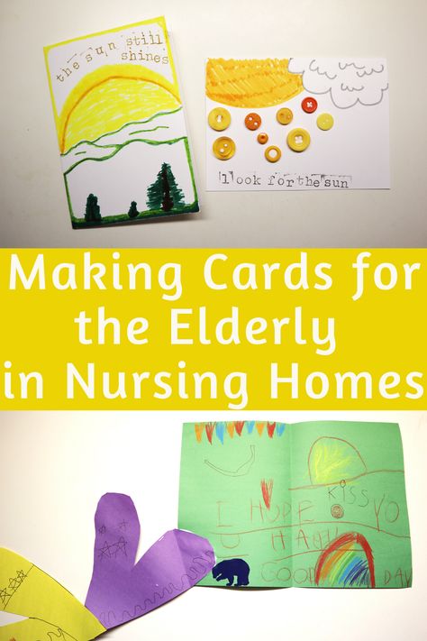 Sending cards to the elderly population in nursing homes is something kids of all ages can do from the comfort of their own homes! Valentine Cards For Elderly Nursing Homes, Nursing Home Ministry Ideas, Valentines For Elderly Nursing Homes, Cards For Senior Citizens, Cards For Nursing Home Residents, Cards For Seniors, Family Service Projects, Encouraging Cards, Nursing Home Crafts