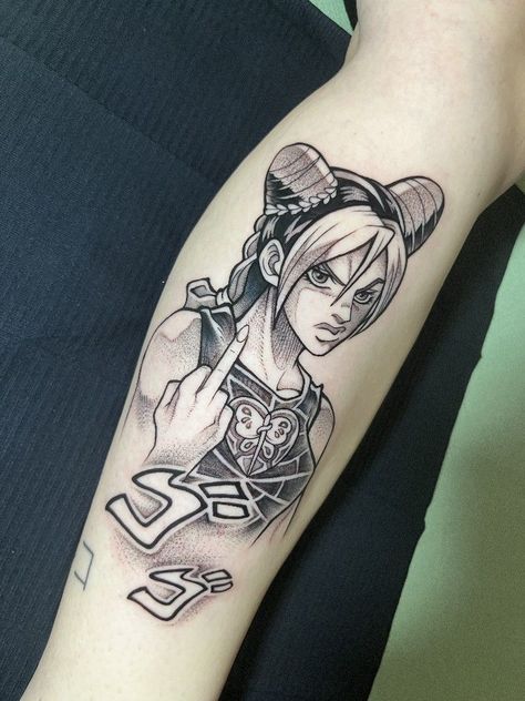 Jojo’s Bizzare Adventure Tattoo, Stand Arrow Jojo Tattoo, Jojos Bizzare Adventure Tattoo Idea, Jolyne Kujo Tattoo, Jolyne Tattoo, Jojo Tattoo Ideas, Jojo's Bizarre Adventure Tattoo, Text Tattoo Arm, Jjba Tattoo