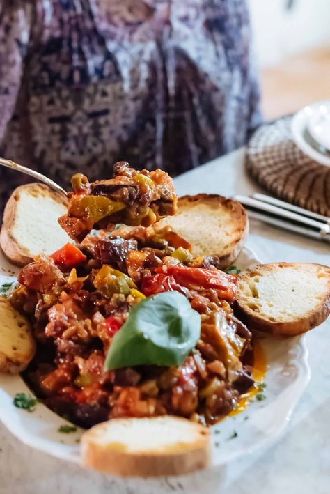 The best Eggplant caponata recipe from Sicily with The Taste SF Eggplant Caponata Recipe, Sicilian Eggplant, Caponata Recipe, Tomato Passata, Eggplant Recipes Easy, Eggplant Caponata, Almond Pesto, Eggplant Recipes Parmesan, Celery Sticks