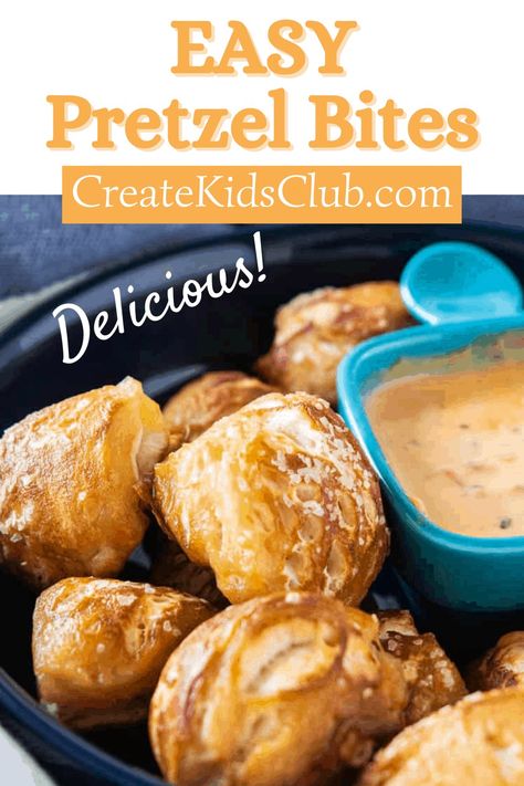 Homemade pretzel bites made easy with a kid-friendly method. Prepackaged biscuits turned into bite-sized pretzels are a fun recipe for kids! Biscuit Pretzel Bites, Easy Pretzel Bites, Homemade Soft Pretzel Bites, Homemade Pretzel Bites, How To Make Pretzels, Gluten Free Party Food, Homemade Pretzel, Soft Pretzel Bites, Bowl Party Food