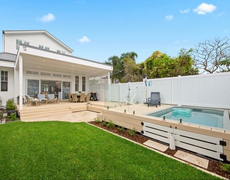 Plunge Pool In Deck, Plunge Pool Deck, Small Plunge Pool, Alfresco Decking, Alfresco Living, Relaxing Summer, House Extension, Small Pools, Backyard Spaces