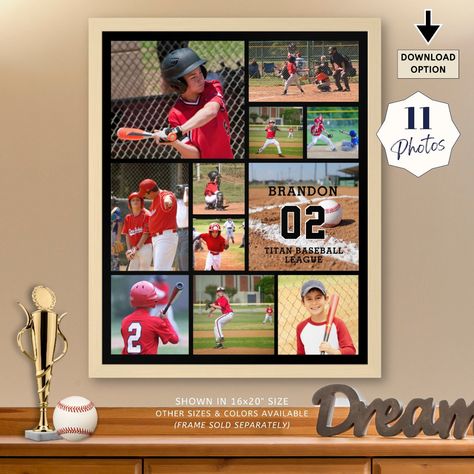 Photo Collage Poster, Club Name, Heart Photo Collage, Senior Night Gifts, Sports Photo, Creative Gifts For Boyfriend, Baseball Photos, Memory Board, Customized Photo Gifts