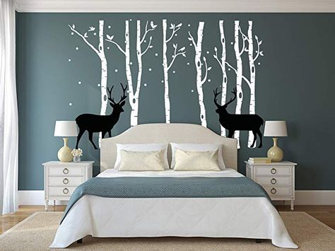 Amazon.com: LUCKKYY Large Set of 7 Birch Tree Deer Wall Decal Forest Birch Trees Birch Trees Vinyl Kids Vinyl Sticker Vinyl Wall Decal (White+Black): Home & Kitchen Vinyl Wall Decals Bedroom, Birch Tree Wall Decal, Nursery Forest, Wall Decal Nursery, Nursery Modern, Wall Decals For Bedroom, Deer Wall, Nursery Decals, Tree Wall Stickers