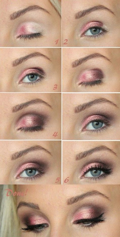 Pink Eye Makeup Tutorial for Blue Eyes Light Smokey Eye, Make Up Mata, Blue Eye Makeup Tutorial, Pink Smokey Eye, Pink Eye Makeup, 2019 Makeup, Smink Inspiration, Beauty Make-up, Makijaż Smokey Eye