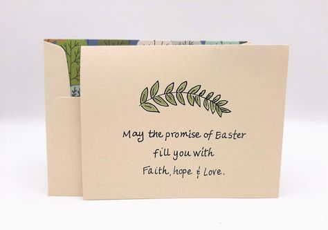 Send an Easter card with a Christian message. The 5 1/2" x 4 1/4" decorated card is blank inside. Find this card & others at https://www.etsy.com/shop/ChurchMouseNancyPew Easter Religious, Christian Messages, Easter Card, Faith Hope Love, Original Card, Hope Love, Faith Hope, Easter Cards, Blank Greeting Cards