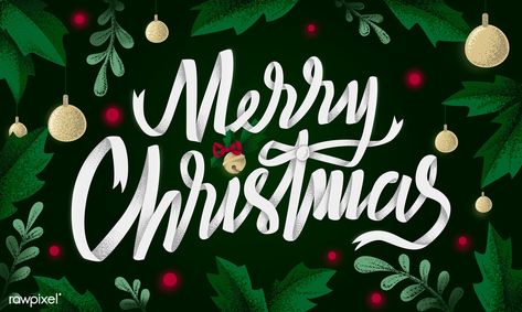 Merry christmas text with horry leaves on the background | free image by rawpixel.com Christmas Wallpaper Hd, Christmas Desktop Wallpaper, Wallpaper Natal, Merry Christmas Text, Christmas Desktop, Merry Christmas Wallpaper, Merry Christmas Background, Christmas Wallpaper Backgrounds, Christmas Text