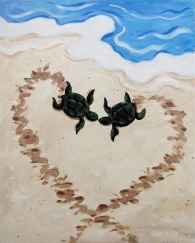 Turtle Silhouette Painting, Drawings With Painting, Painting Of Turtle, Good Ideas For Painting, Painting Ideas On Canvas Turtle, Painting A Turtle, Cute Artwork Ideas, Cute Easy Animal Paintings, Easy Painting Ideas On Canvas Beach