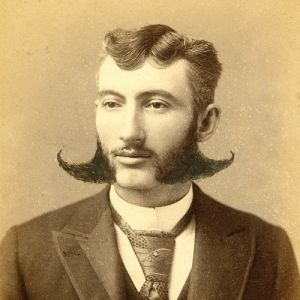 Muttonchops are sideburns that resemble pieces of mutton growing out from under the ears, down to the jaw. Though this style is sure to be spotted in any Pride and Prejudice adaptation, the word didn’t come about until the mid-1800s, more than 30 years after Austen died. Mutton Chops, Handsome Devil, Victorian Men, Victorian Gentleman, Men's Facial Hair, Mustache Men, Victorian Hairstyles, Rudyard Kipling, Moustaches