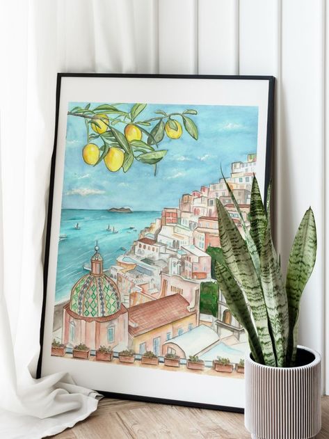 Amalfi Painting, Amalfi Art, Italy Wall Decor, Italian Poster, Italy Travel Poster, Italian Posters, Travel Wall Decor, Italy Wall Art, Travel Art Print