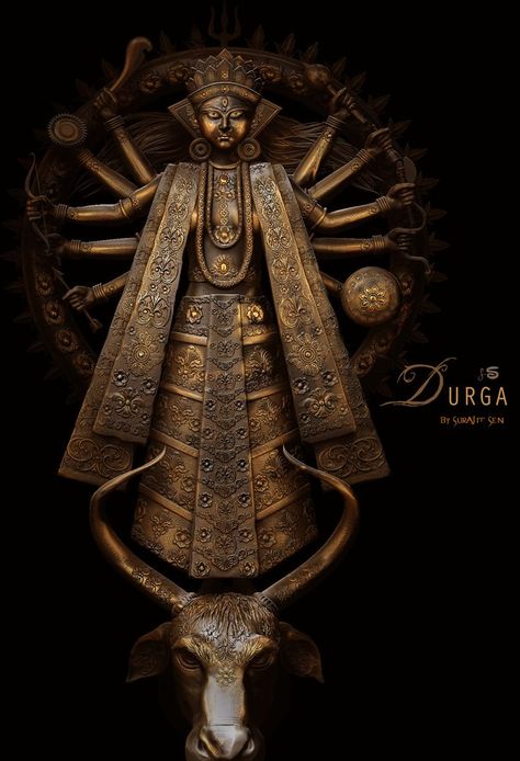 Durga Sculpture, Vfx Artist, Bengali Art, Business Vector Illustration, Buddha Artwork, Adobe Illustrator Design, Durga Painting, Abstract Metal Wall Art, Shakti Goddess