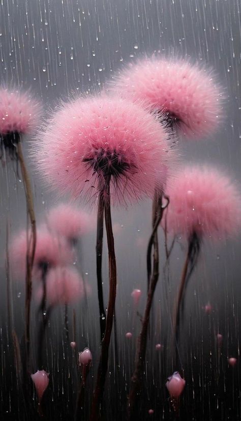 I Love Poems, Love Rainy Days, Pink Dandelion, Dandelion Wallpaper, I Am A Woman, Unique Iphone Wallpaper, Pink Rain, I Love Rain, Poems Quotes