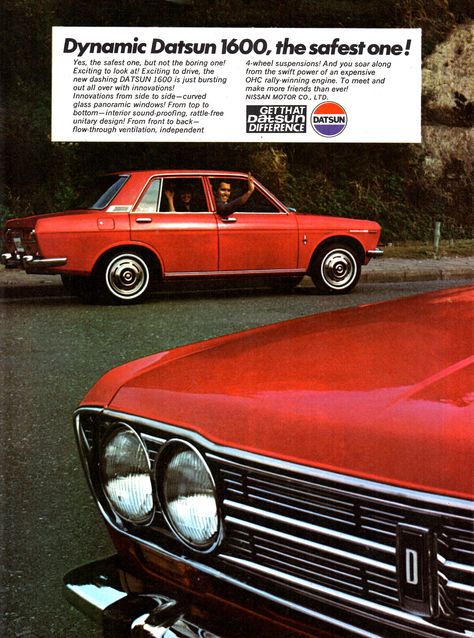 Datsun Bluebird 510, Datsun 1600, Sports Man Cave, Datsun Bluebird, Datsun Car, Datsun 510, Magazine Advertisement, Nissan Infiniti, Ad Art