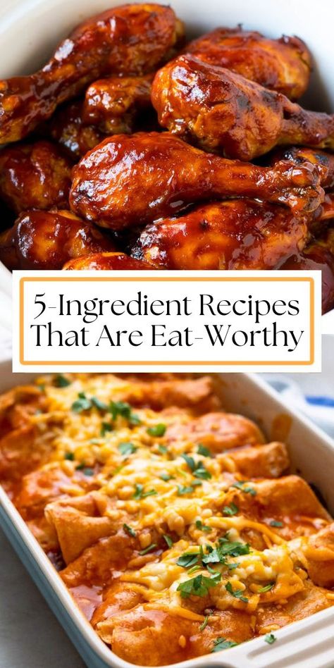 Article on 5-ingredient recipes. Easy Few Ingredient Meals, Few Ingredient Meals, 5 Ingredient Or Less Recipes, Quick Dinner Ideas, Freezer Meal Prep, 5 Ingredient Recipes, 5 Ingredient, 30 Minute Meals, Easy Weeknight Meals