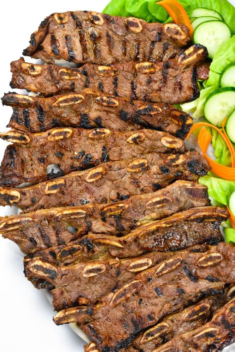 LA Galbi (Korean BBQ Short Ribs) - GypsyPlate Short Rib Recipes, Short Ribs In Oven, La Galbi, Korean Bbq Short Ribs, Kalbi Short Ribs, Barbeque Ribs, Korean Short Ribs, Bbq Short Ribs, Korean Short