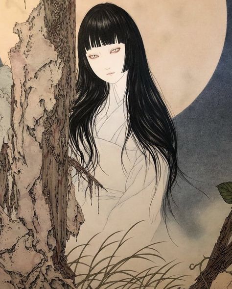 * on Twitter: "wish i was a ghost in a takato yamamoto painting… " Japanese Artstyle, Yamamoto Takato, Iconic Drawings, Takato Yamamoto, Japanese Urban Legends, Creepy Paintings, Japanese Horror, Under The Moon, Dark Art Illustrations