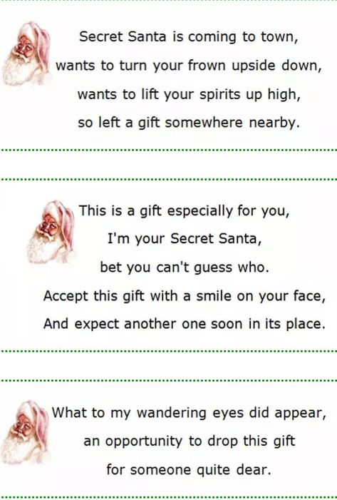 Secret Santa Gift Quotes, Santa Quotes For Adults, Secret Santa Notes For Coworkers Funny, Secret Santa Messages Note, Secret Santa Sayings For Coworkers, Cute Secret Santa Notes, Secret Santa Quotes For Coworkers, Secret Santa Poems For Coworkers, Secret Santa Clues For Coworkers