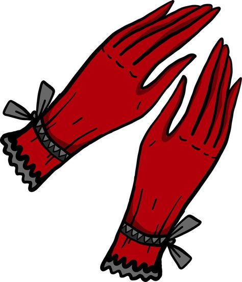 Hand Gloves Fashion, Gloves Fashion Winter, Gloves Illustration, Gloves Drawing, Fancy Gloves, Fashion Illustration Tutorial, Illustration Tutorial, Hats Black, Red Gloves