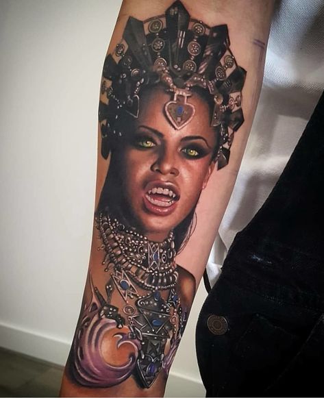 Ink Master Tattoos, Vampire Tattoo, African Tattoo, Queen Of The Damned, Tattoo Master, Time Tattoos, Realism Tattoo, Tattoos Gallery, Blackwork Tattoo