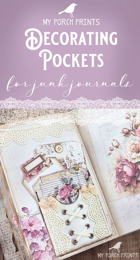 making corset pockets for junk journal Junk Journal Pockets And Tucks Templates, Make Corset, Pocket Ideas, Journals Ideas, My Porch Prints, Journal Pockets, Journal Project, Ravensburger Puzzle, Free Printable Art