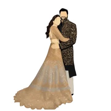 Sangeet Caricature Couple, Sangeet Couple Illustration, Sangeet Caricature, Couple Wedding Outfit, Wedding Outfit Groom, Cartoon Bride, Bride Cartoon, Wedding Evite, Couple Illustration Wedding