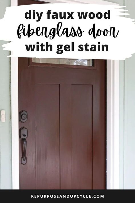 The use of fiberglass and wood in home décor has been around for centuries. Fiberglass is often used for its durability and strength, while wood is used for its natural beauty and warmth. But what if you could combine the two materials to create something unique? Let me show you how to create a faux wood fiberglass door with gel stain! How To Stain A Fiberglass Front Door, Gel Stain On Fiberglass Door, Fiberglass Door Stain Wood Grain, Gel Stain Fiberglass Front Door, White Gel Stain Over Oak, Staining Fiberglass Door, Faux Wood Door, Minwax Gel Stain, Upcycle Home