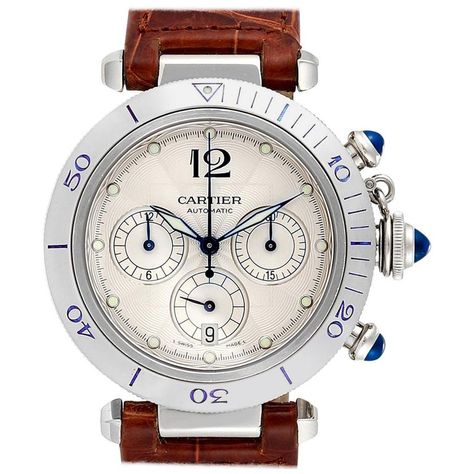 Cartier Steel Pasha Seatimer Chronograph Men Watch W3103055 Mens Watches Guide, Cartier Roadster, Cartier Pasha, Cartier Panthere, Cartier Santos, Chronograph Watch Men, Harry Winston, Cartier Watch, Wonderful Life