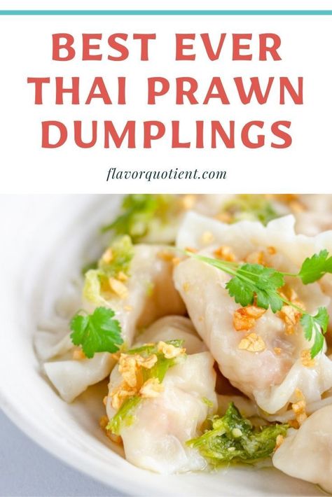 Once you start making these restaurant style Thai prawn dumplings drizzled with the addictive Nam Jim sauce at home, you will never think twice to give your Asian takeaways a miss! Don’t skip the garlic oil with crispy garlic chips! Chicken Pot Stickers Recipe, Dumplings Filling, Dumplings Homemade, Dumplings Steamed, Easy Dumplings Recipe, Chinese Shrimp, Prawn Dumplings, Shrimp Appetizer Recipes, Munchies Recipes