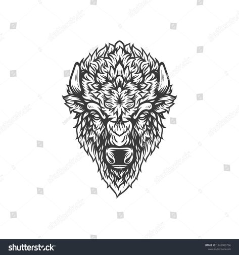 Bison Head Tattoo, Buffalo Head Tattoo, Bison Tattoo Ideas, Buffalo Tattoos, Bison Tattoo, Buffalo Tattoo, Bison Head, Buffalo Art, Head Tattoo