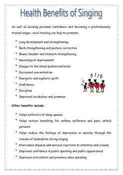 MUSIC: Singing - is it good for you? I place this on the data projector to accompany a discussion on the benefits of singing and vocal health. FREE DOWNLOAD Choir Classroom, Vocal Health, Data Projector, Middle School Choir, Music Bulletin Boards, Vocal Training, Wind Instruments, Music Teaching Resources, Vocal Lessons