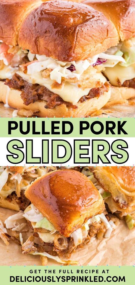 Turn to this Hawaiian roll recipe for the a busy weeknight dinner in just 20 minutes! This easy meal idea is also a perfect party food. You can't go wrong with these pulled pork sliders with coleslaw! Pork Sliders With Slaw, Bbq Pulled Pork Sliders, Red Cabbage Slaw Recipes, Dish For A Crowd, Pork Sliders Recipes, Best Pulled Pork, Cabbage Slaw Recipes, Easy Pulled Pork, Red Cabbage Slaw