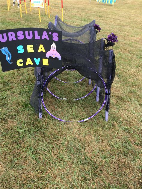 Ursula’s Sea Cave Ursula Party Ideas, Ursula Halloween Decorations, Ursula Party Decorations, Ursula Trunk Or Treat Ideas, Caroline Birthday, Halloween Dorm, Elsa Party, Sea Ideas, Disney Halloween Decorations