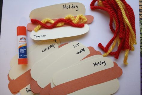 hot dog craft | Having Fun at Home: Letter H Craft: Hotdogs Hot Dog Craft, Letter H Craft, H Craft, Letter H Crafts, Letter H Activities, Camping Theme Preschool, Dog Craft, Hosting Tips, Picnic Theme