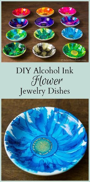 Diy Alcohol Ink, Diy Alcohol, Alcohol Ink Jewelry, Jewelry Dishes, Dishes To Make, Folding Origami, Alcohol Ink Crafts, Ink Crafts, Harry Potter Crafts