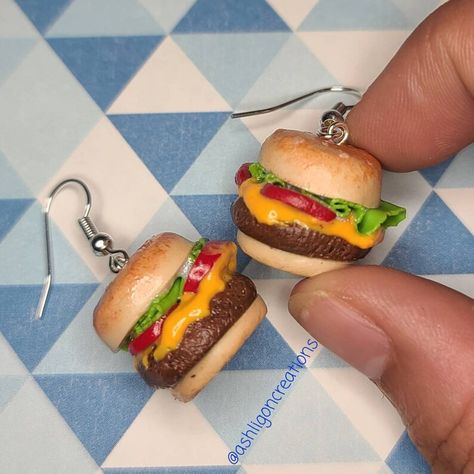 Cheeseburger Earrings - Etsy Burger Earrings, Silly Earrings, Lesbian Earrings, Crazy Earrings, Hanging Earring, Homemade Earrings, Food Earrings, Funky Earrings, Earring Hook