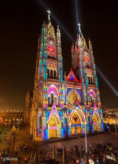 Quito Ecuador Aesthetic, Rainbow House, Cuenca Ecuador, Church Pictures, Cathedral City, Quito Ecuador, Senior Trip, Interesting Buildings, Cathedral Church