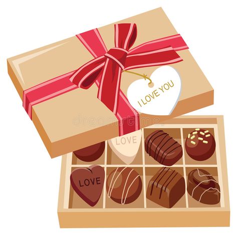 Illustration about Chocolate candies and gift box with bow. vector illustration. Illustration of present, wrapped, event - 6308973 Mothers Day Cards Homemade, Chocolate Drawing, Valentine Vector, Gift Box Images, Candy Drawing, Valentines Illustration, Bow Vector, Chocolate Candies, Chocolate Roses