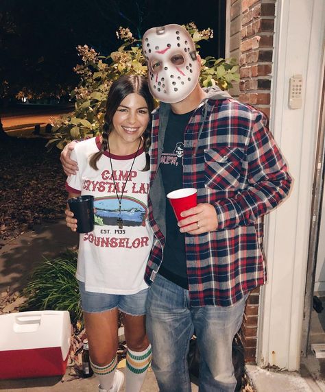 Camp Counselor Halloween Costume, Jason And Camp Counselor Costume, Carrie Couple Costume, Freddy And Jason Couple Costume, Camp Crystal Lake Counselor Costume, Friday The 13th Costumes, Camp Counselor Costume, Camp Costume, Slasher Party