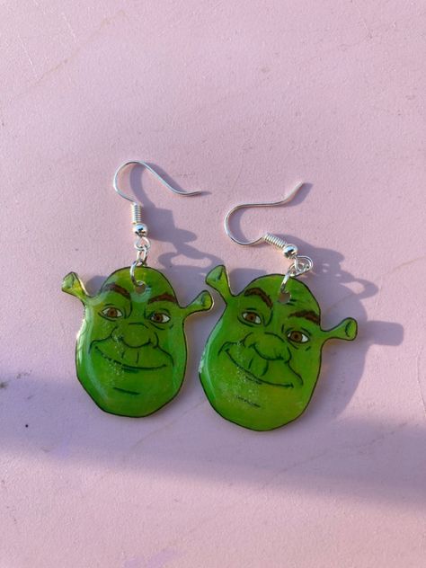 Shrek Earrings, Weird Earrings Aesthetic, Jewlery Tattoo, Silly Earrings, Cartoon Earrings, Crazy Earrings, Weird Earrings, Diy Earrings Easy, Weird Jewelry