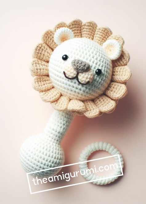 Crochet Leon Baby Rattle Amigurumi Crochet Animal Amigurumi, Crochet Baby Toys, Pink Yarn, Baby Rattle, Amigurumi Free, Crochet Baby Patterns, Soft Yarn, Love Crochet, Amigurumi Free Pattern