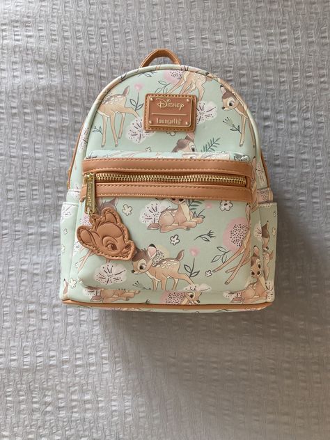 Cute Disney Loungefly, Cute Loungefly Backpacks, Mini Disney Backpacks, Disney Merchandise Clothing, Disney Merch Aesthetic, Loungefly Bag Disney, Lullaby Aesthetic, Bambi Backpack, Mini Backpack Aesthetic