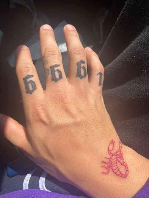 1999, red scorpion Tattoo Fingers, Birth Year Tattoo, Red Scorpion, Year Tattoo, Birth Year, Hand Tattoo, Finger Tattoos, Print Tattoos, Infinity Tattoo