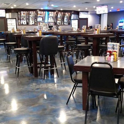 Seamless Flooring, Epoxy Floors, Restaurant Flooring, Commercial Bar, Food And Beverage Industry, Canadian Food, Food And Beverage, Cleaning Chemicals, Basement Bar