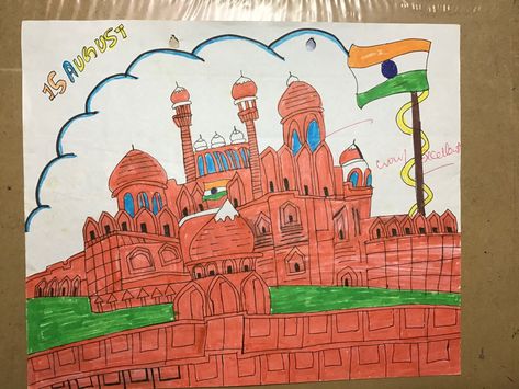 Childhood drawing of Red Fort independence day #RedFort #independenceday #15August #Delhi #India #artist #art #draw #drawing #sketch #painting Childhood Drawing, Red Fort, Sketch Painting, Delhi India, Drawing Sketch, Draw Drawing, Artist Art, Independence Day, Fort