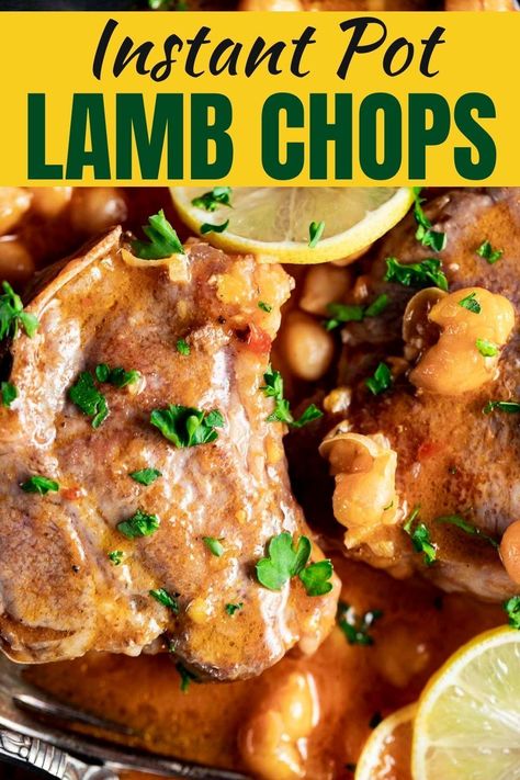 This Instant Pot Lamb Chops recipe is tender and juicy, just like braised lamb chops, but in much less time! They’re sweet, savory and spicy, and the addition of chickpeas and broth essentially makes it a one pot meal. Lamb Chop Recipes Instant Pot, Instant Pot Lamb Chops, Best Lamb Chops, Braised Lamb Chops, Easy Lamb Chop Recipes, Crockpot Lamb, Pressure Cooker Lamb, Garlic Lamb Chops, Lamb Chops Recipe