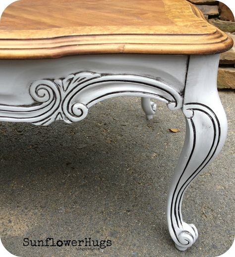 Coffee table redo, paint and glaze French Country Coffee Table, Coffee Table Redo, Country Coffee Table, Table Redo, Painted Coffee Tables, French Country Kitchens, French Coffee, Friday Favorites, Coffee Table White