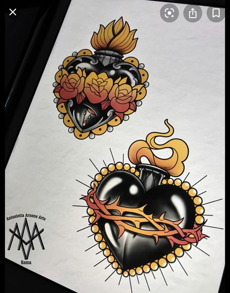 Neotrad Flash, Traditional Tattoo Banner, Neo Traditional Roses, Realistic Heart Tattoo, Fire Sketch, Neo Traditional Art, Traditional Heart Tattoos, Tato Tradisional, Sacred Tattoo