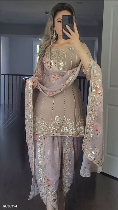 Dhoti Dresses For Women, Dhoti Dress, Dhoti Salwar Suits, Dhoti Salwar, Print With Embroidery, Dusty Brown, Stylish Kurtis Design, Suits Online Shopping, Salwar Designs